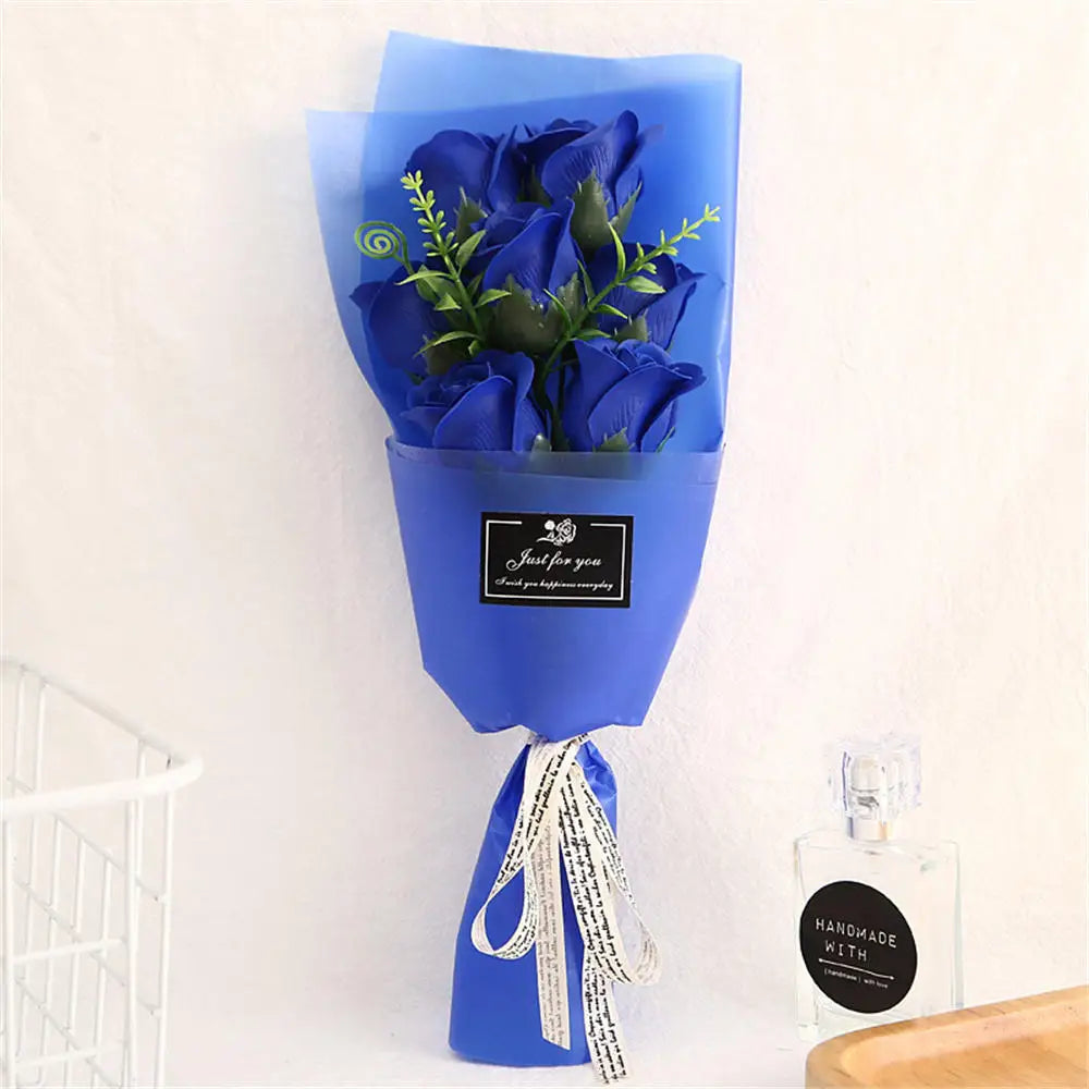 3/6/9 Heads Rose Soap Flower Bouquet Valentine'S Day Artificial Flower Bouquet Gift Women/Men Valentine Day Gift Wedding Decor