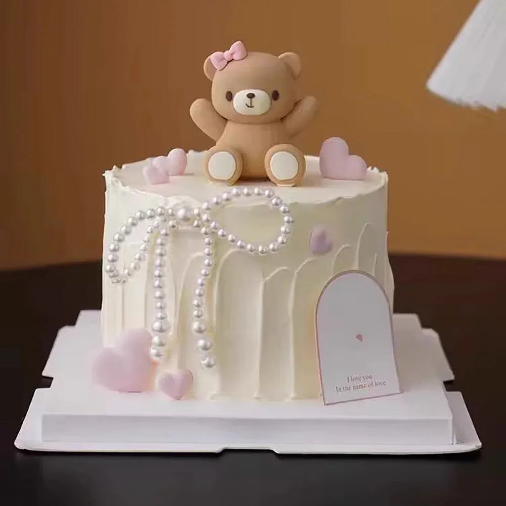 Valentine's Day Cake Toppers Pink Heart Shape Love Balloon Cake Decorations Valentine Bear Wedding Girls Birthday Party Supplies