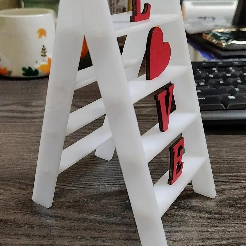 2025 New Valentine Wooden Ladder Love Valentine's Day Decor Ladder Acrylic Love Ladder Valentine Ladder Tabletop Decoration