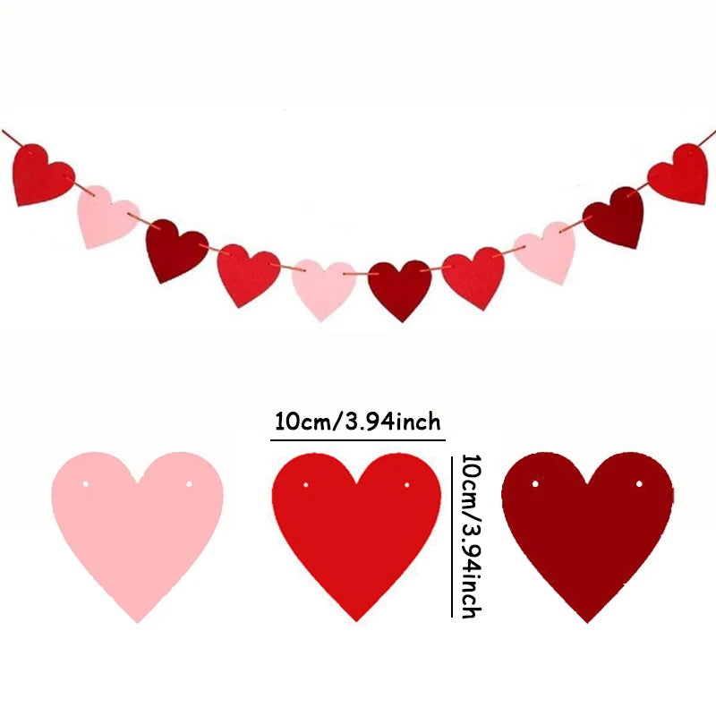 Red Pink Valentine's Day Love Heart Garlands Be My Valentine Banner Rose Love Happy Valentine Party Decoration for Home 2025