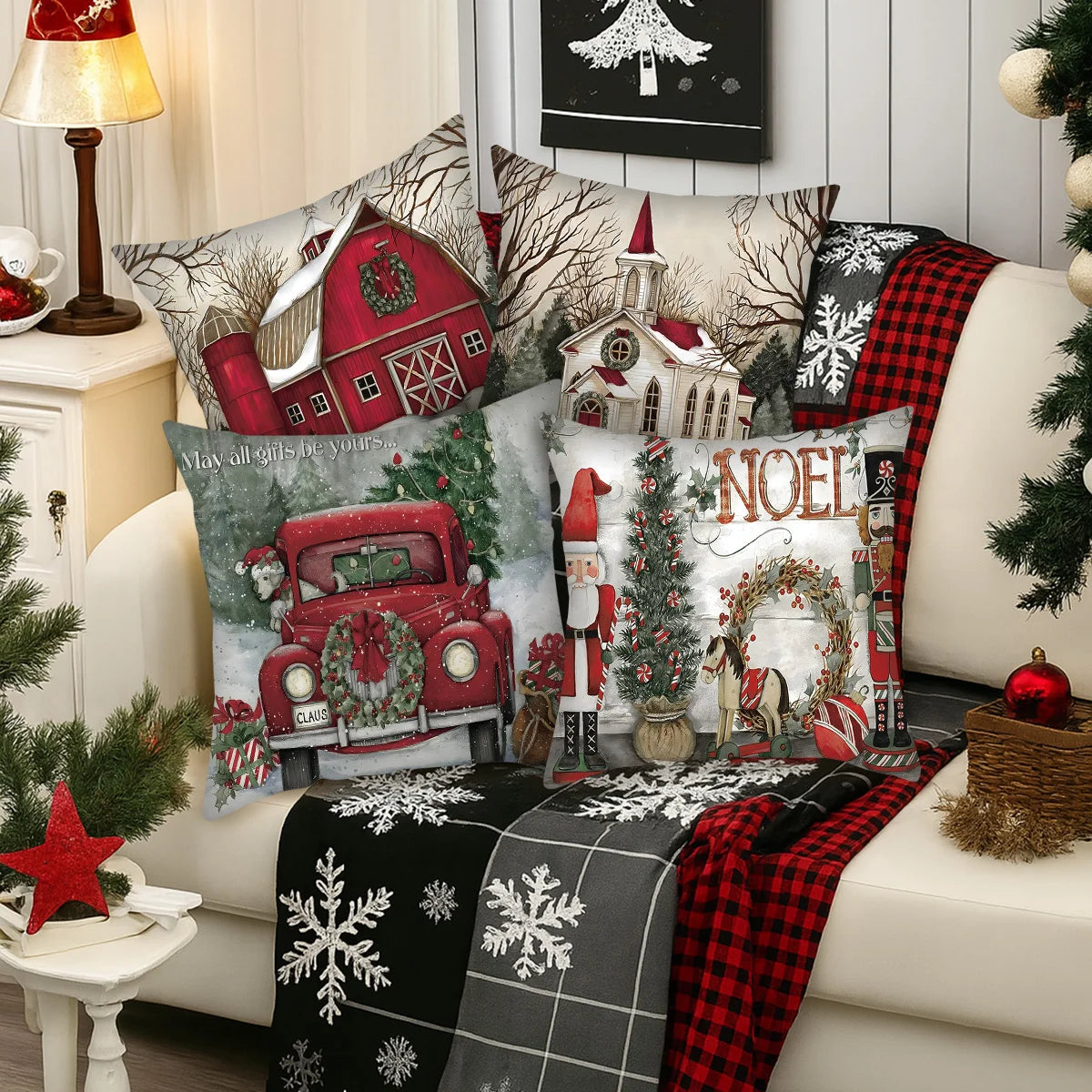 Christmas Cushion Cover Merry Christmas Decorations for Home 2025 Navidad Natal Xmas Ornament Sofa Pillowcase New Year Gift 2026