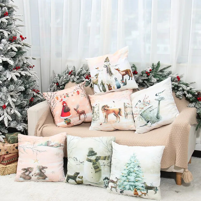 Christmas Cushion Cover Xmas Decorations For Home 2025 Merry Christmas Ornament Pillowcase Natal Navidad New Year 2026 Gifts