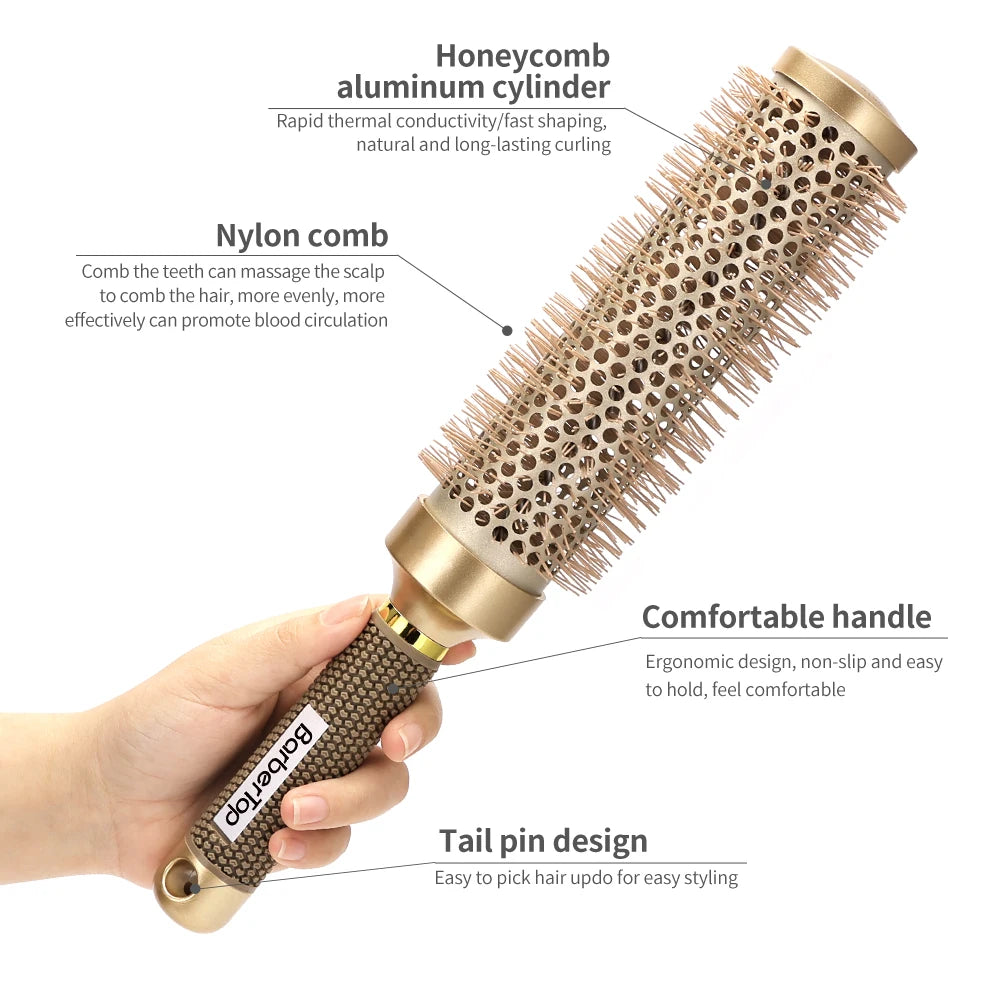 35cm Thermal Protection Hair Roller Brush - Salon Blowout Volumizing Tool for Long Thick Hair, Heat Resistant Styling