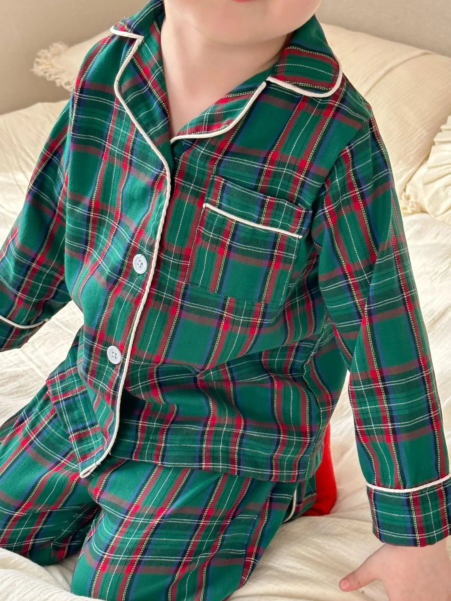 Christmas Children's Pajamas Boys Pure Cotton Plaid New Spring and Autumn Girls Long-sleeved Suit Baby Loungewear