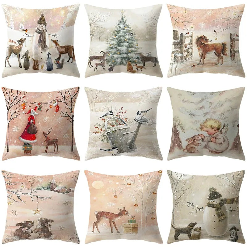 Christmas Cushion Cover Xmas Decorations For Home 2025 Merry Christmas Ornament Pillowcase Natal Navidad New Year 2026 Gifts