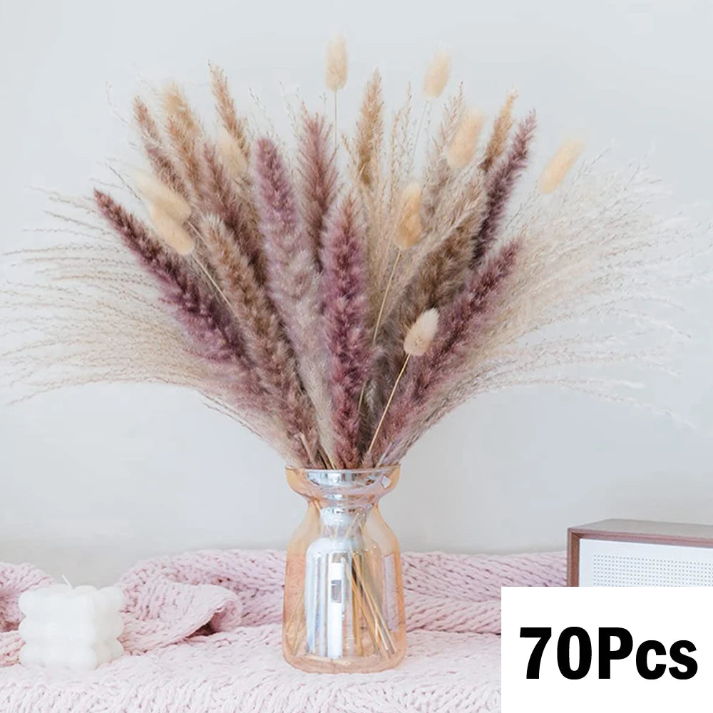 Dried Pampas for Decoration Fluffy Natural Tall Pampas Set 30-100Pcs Small Reed Dried Flowers Bouquet Boho Home Ramadan Decor