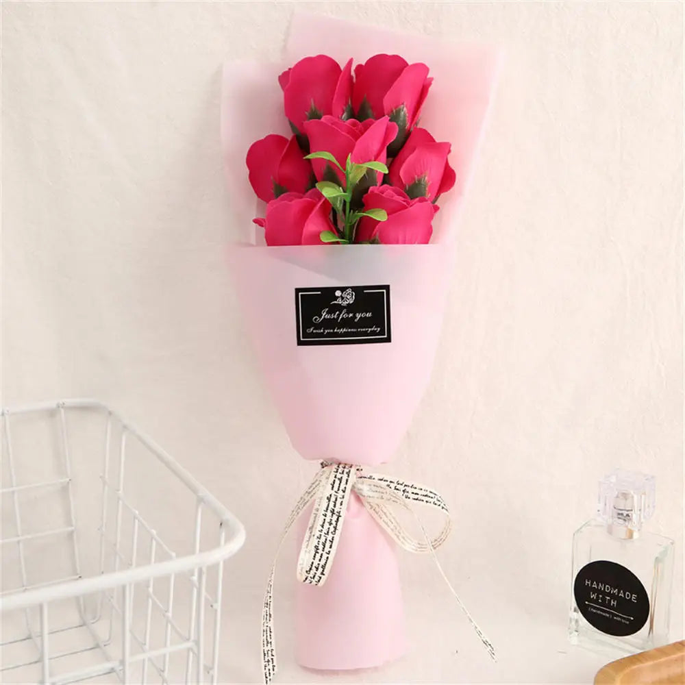 3/6/9 Heads Rose Soap Flower Bouquet Valentine'S Day Artificial Flower Bouquet Gift Women/Men Valentine Day Gift Wedding Decor