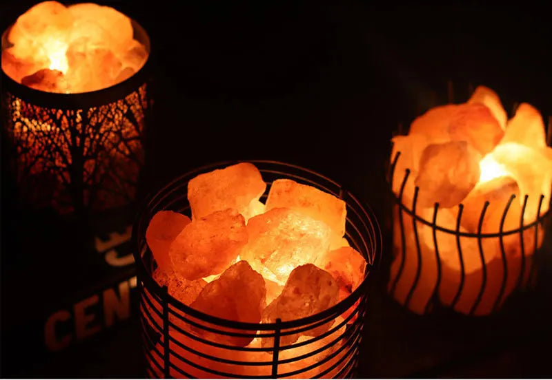 Natural Himalayan Salt Lamp Handcrafted Crystal Salt Rock Warm Light Bedroom Decoration Night Light Bedside Lamp Crafts