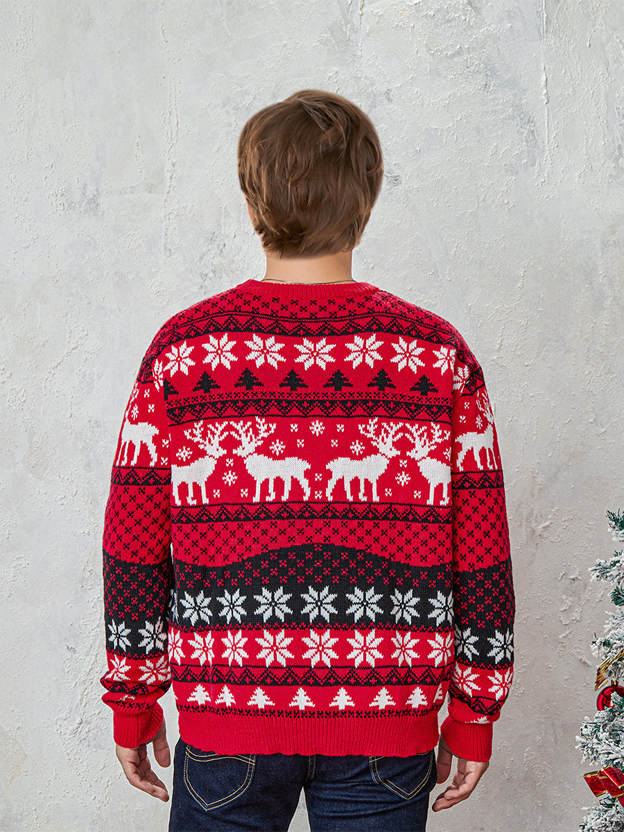 Christmas Jumpers for Women Men Couples Unisex Ugly Sweater Xmas Reindeer Printed Knitted Pullover Santa Holiday Sweatshirt Top