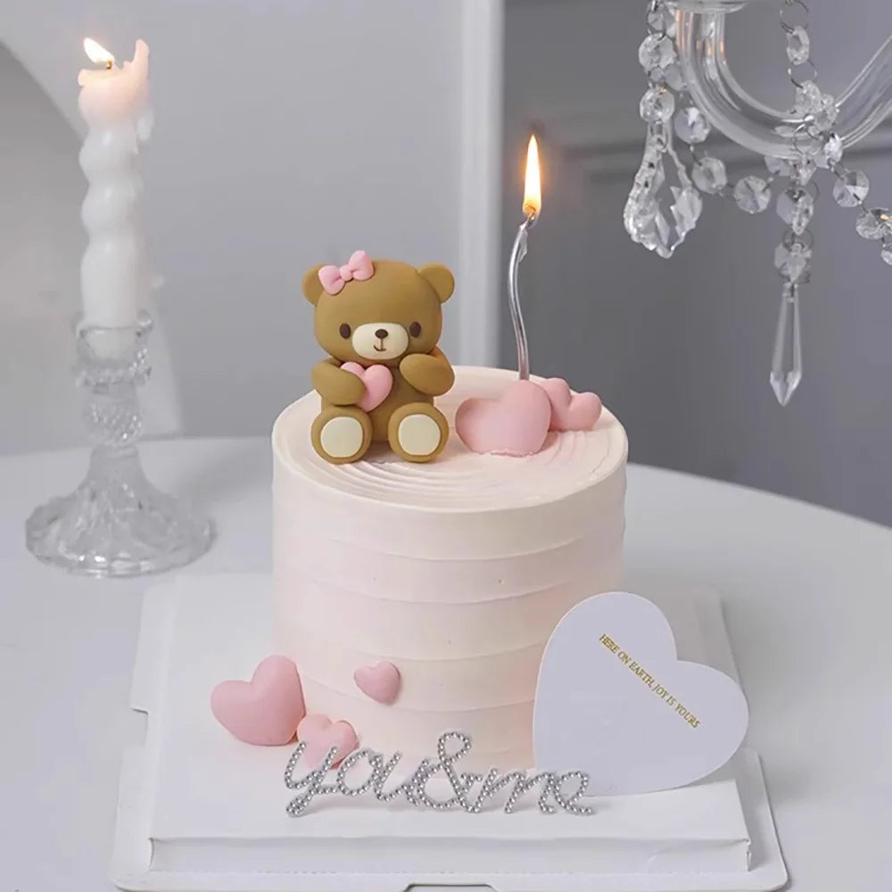 Valentine's Day Cake Toppers Pink Heart Shape Love Balloon Cake Decorations Valentine Bear Wedding Girls Birthday Party Supplies
