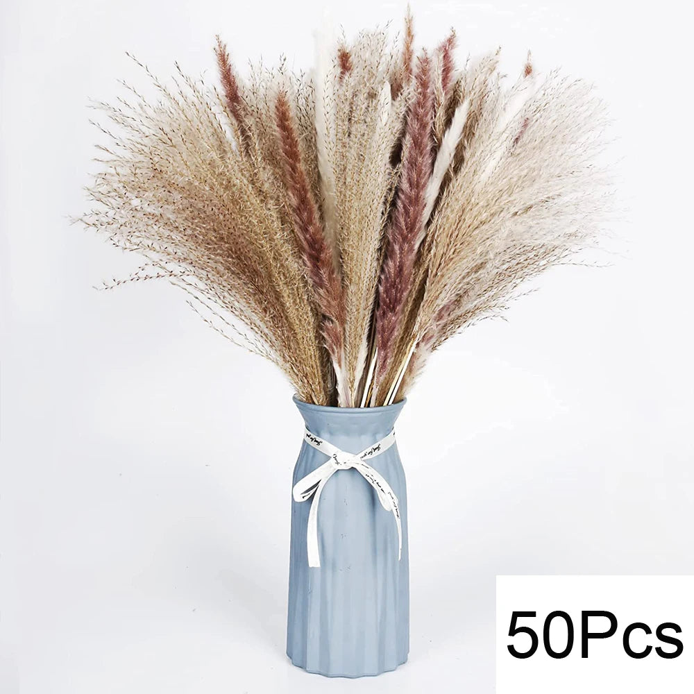 Dried Pampas for Decoration Fluffy Natural Tall Pampas Set 30-100Pcs Small Reed Dried Flowers Bouquet Boho Home Ramadan Decor