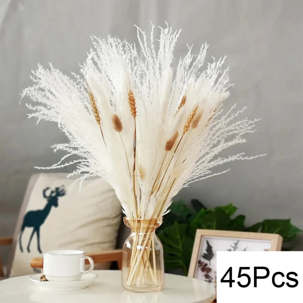 Dried Pampas for Decoration Fluffy Natural Tall Pampas Set 30-100Pcs Small Reed Dried Flowers Bouquet Boho Home Ramadan Decor