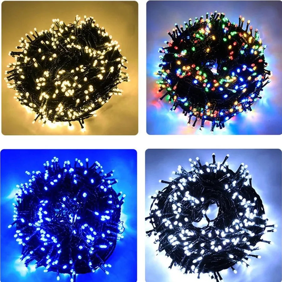 2024 New Year Christmas Decoration String Lights 10M 30M 50M Outdoor Garland Fairy Lights for Wedding Party Garden Tree Street