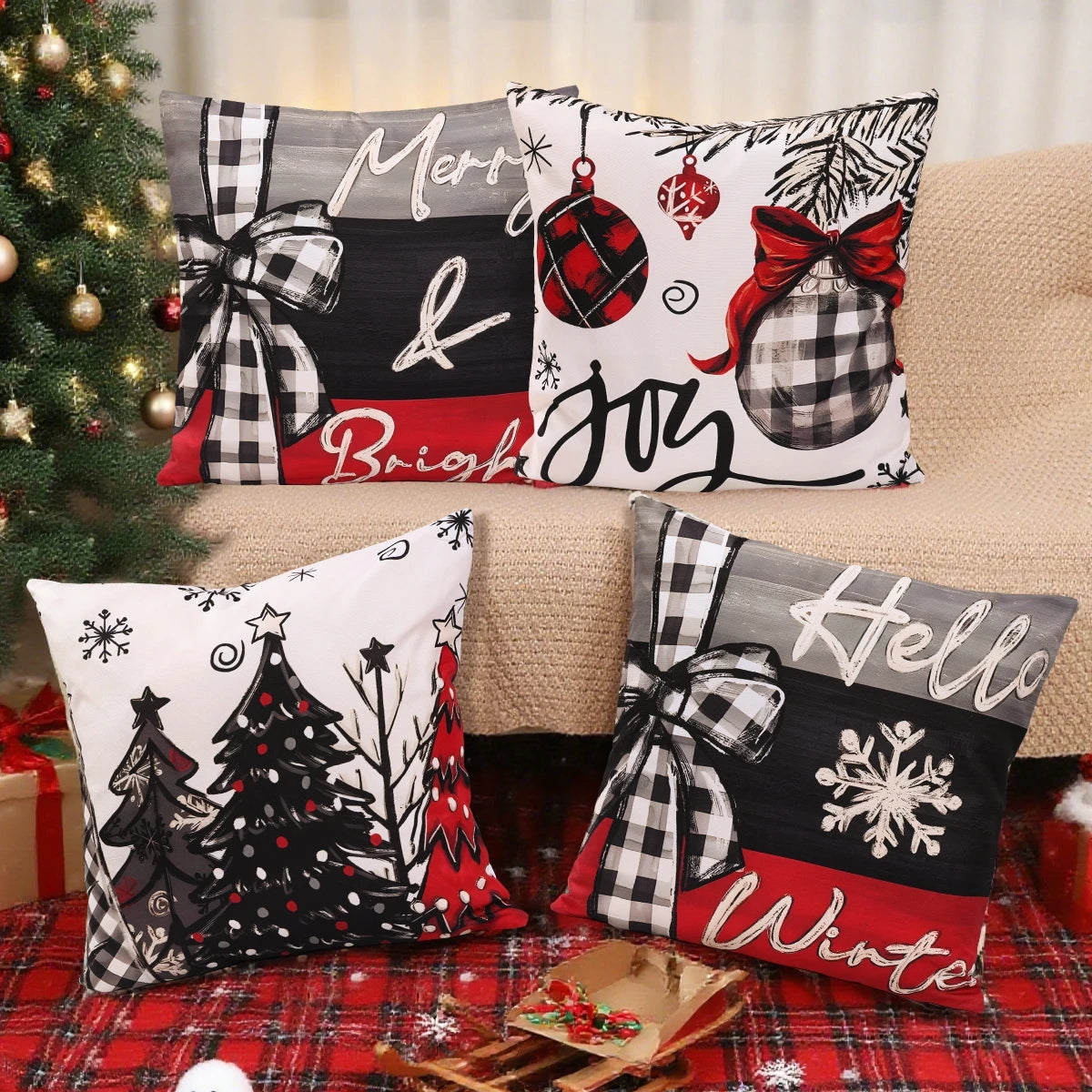 Christmas Cushion Cover Merry Christmas Decorations for Home 2025 Navidad Natal Xmas Ornament Sofa Pillowcase New Year Gift 2026
