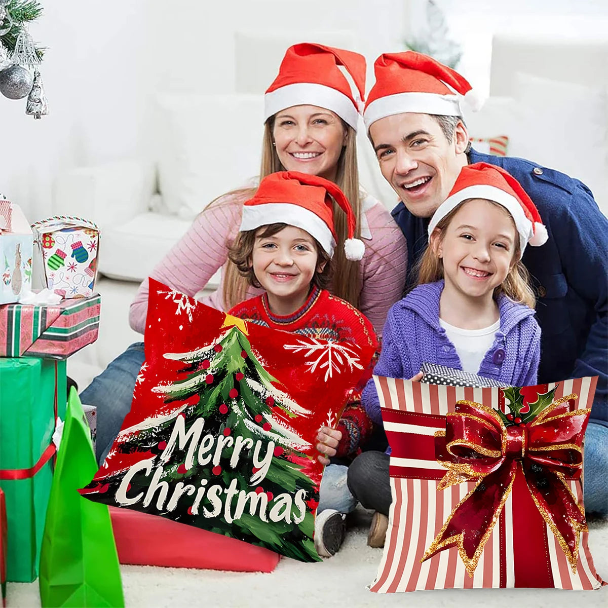 Christmas Cushion Cover Merry Christmas Decorations for Home 2025 Navidad Natal Xmas Ornament Sofa Pillowcase New Year Gift 2026