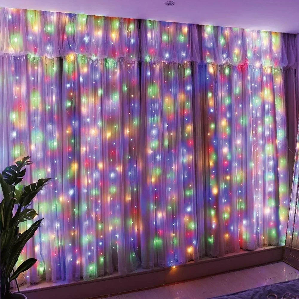 Christmas Light Party Birthday Wall Decoration LED 8 Mode 3/6M Garland Wedding Fairy Light USB Curtain String Lamp Holiday Decor