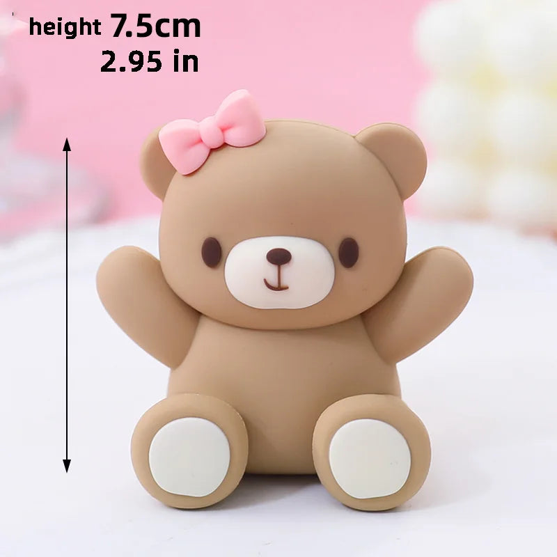 Valentine's Day Cake Toppers Pink Heart Shape Love Balloon Cake Decorations Valentine Bear Wedding Girls Birthday Party Supplies