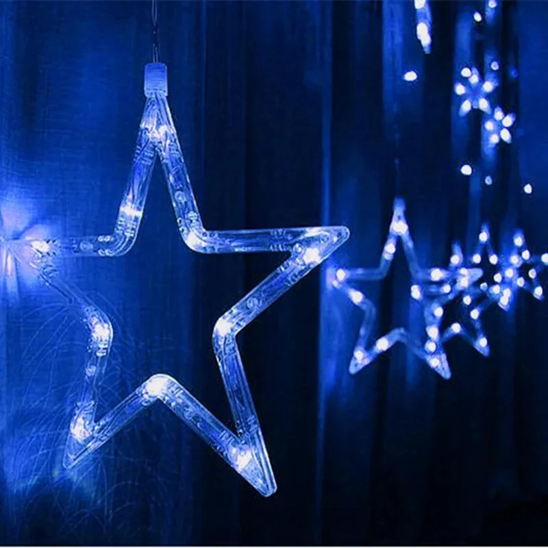 Christmas Lights AC 220V EU Plug Romantic Fairy Star LED Curtain String Lighting For Holiday Wedding Garland Party Decoration