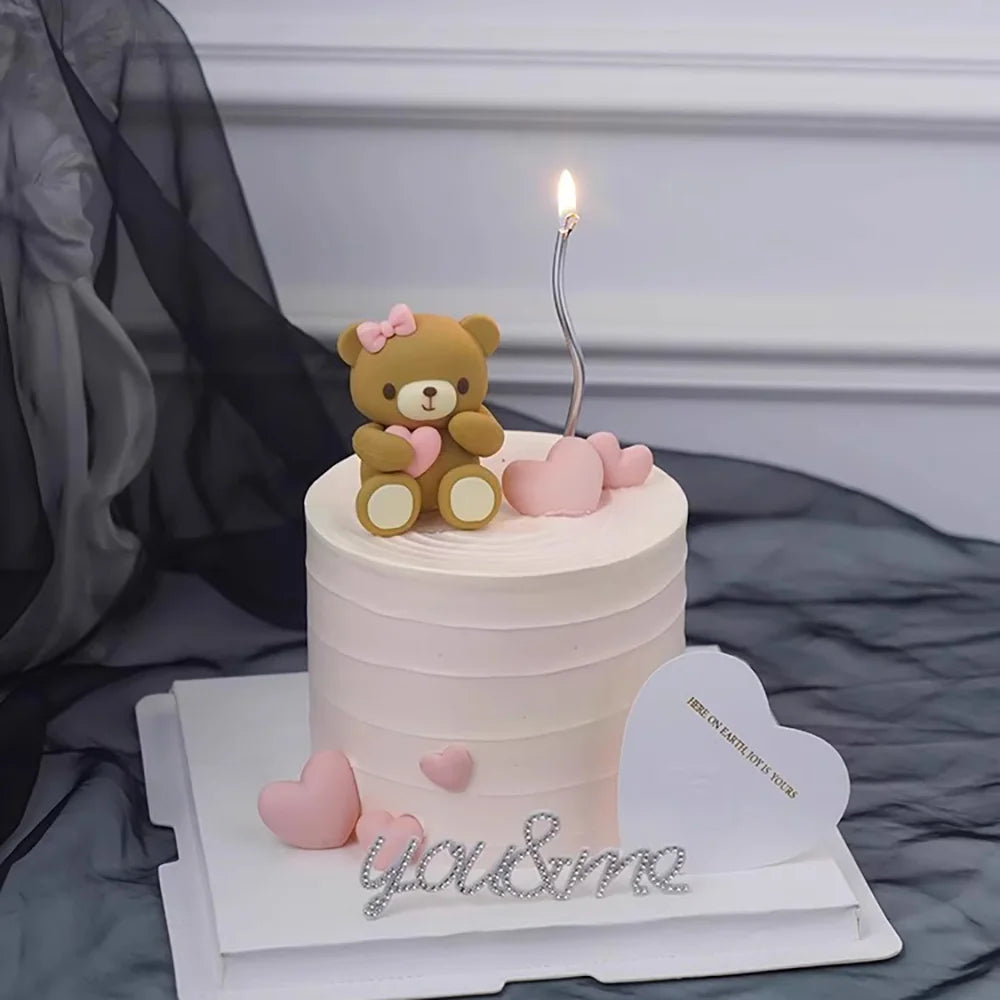 Valentine's Day Cake Toppers Pink Heart Shape Love Balloon Cake Decorations Valentine Bear Wedding Girls Birthday Party Supplies