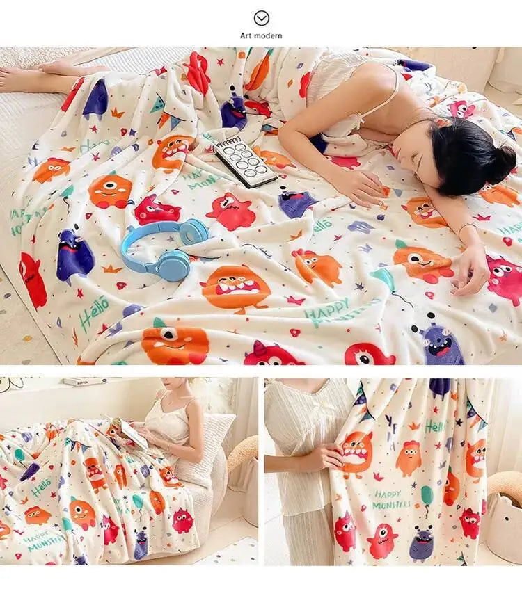 Christmas Thickened Flannel Blanket Red Coral plush Blanket Air-conditioned Blanket Gift Modern and Simple Polyester