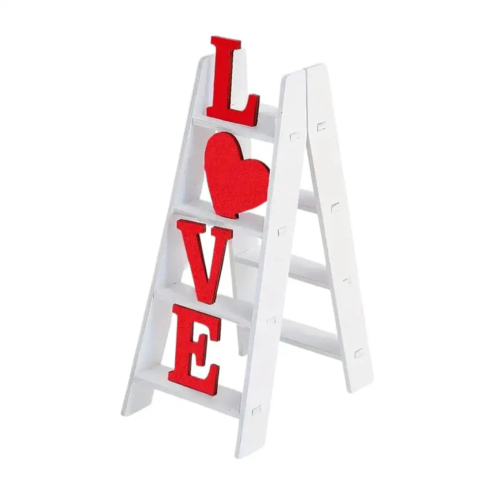 2025 New Valentine Wooden Ladder Love Valentine's Day Decor Ladder Acrylic Love Ladder Valentine Ladder Tabletop Decoration