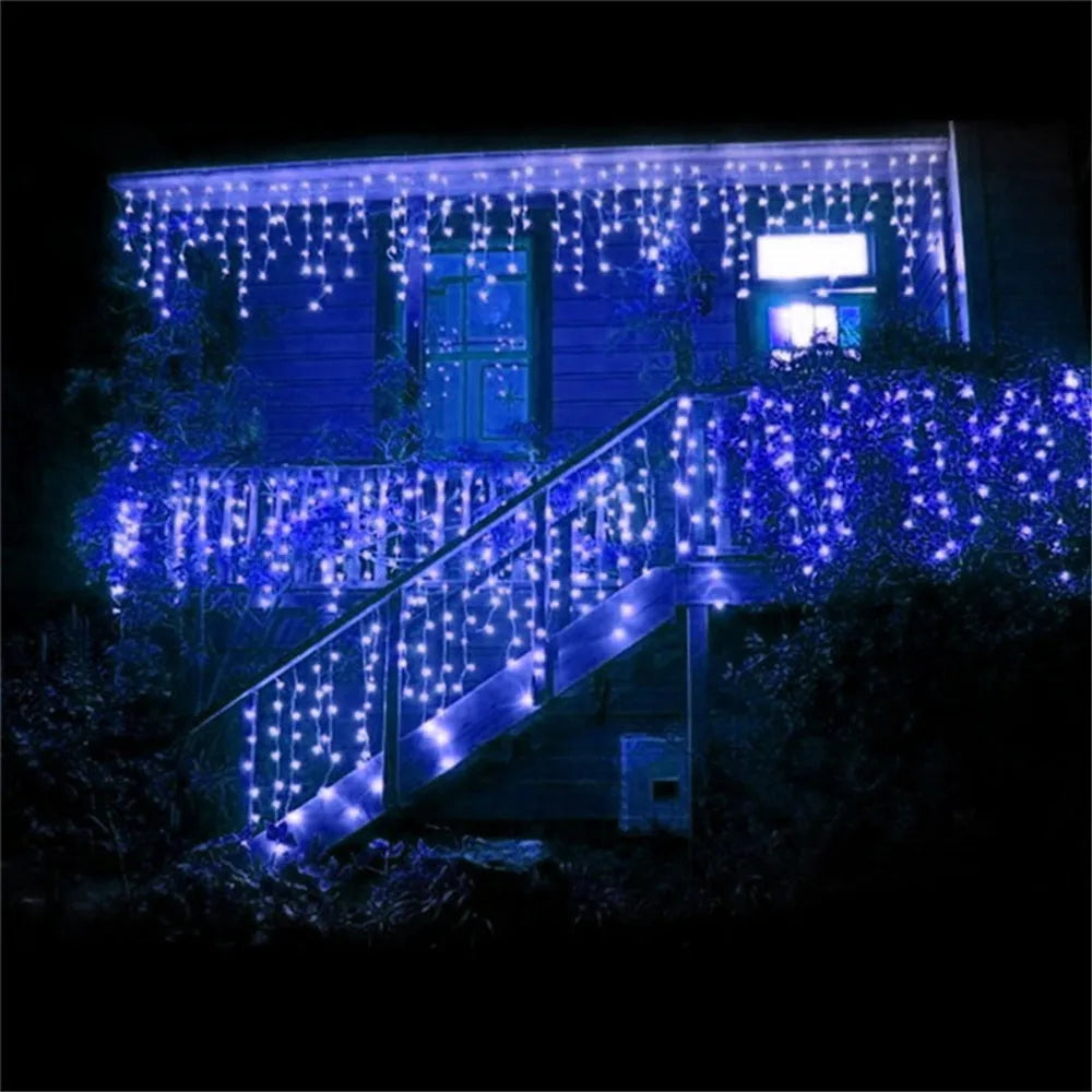 Christmas Lights Waterfall Outdoor Decoration 5M Droop 0.4-0.6m Led Lights Curtain String Lights Party Ggarden Eaves Decoration