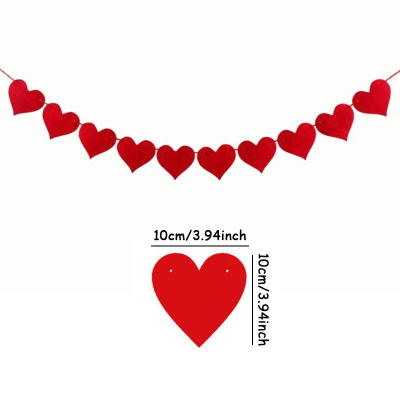 Red Pink Valentine's Day Love Heart Garlands Be My Valentine Banner Rose Love Happy Valentine Party Decoration for Home 2025