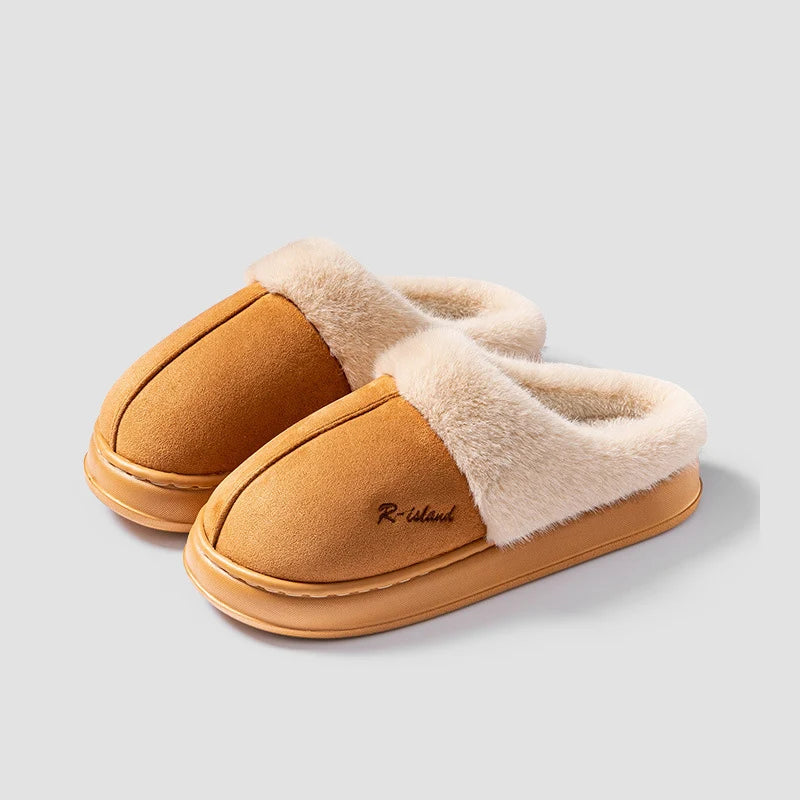 New Platform Women Plush Slippers Fashion Winter Cotton Slippers Fluffy House Slippers Soft Sole Non-slip Women Home Shoe