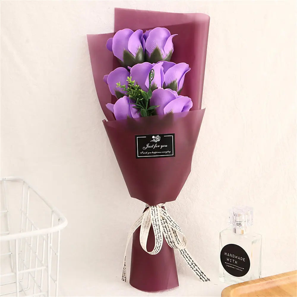 3/6/9 Heads Rose Soap Flower Bouquet Valentine'S Day Artificial Flower Bouquet Gift Women/Men Valentine Day Gift Wedding Decor