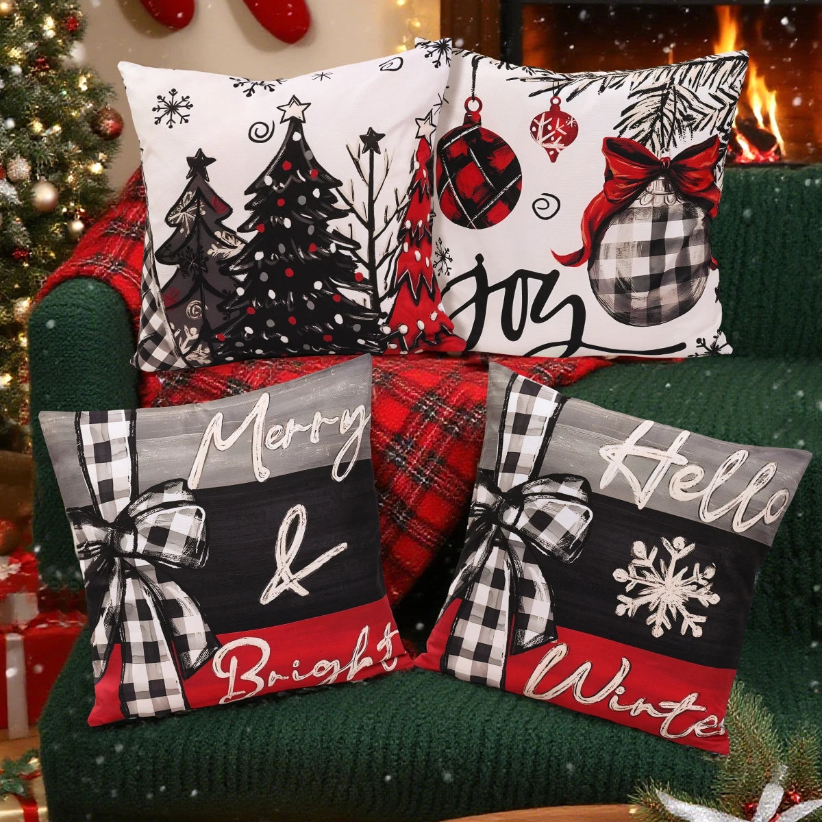 Christmas Cushion Cover Merry Christmas Decorations for Home 2025 Navidad Natal Xmas Ornament Sofa Pillowcase New Year Gift 2026