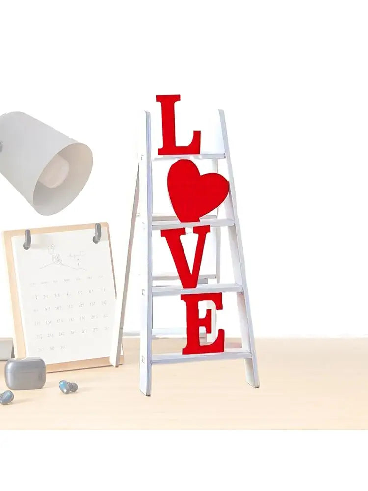 2025 New Valentine Wooden Ladder Love Valentine's Day Decor Ladder Acrylic Love Ladder Valentine Ladder Tabletop Decoration