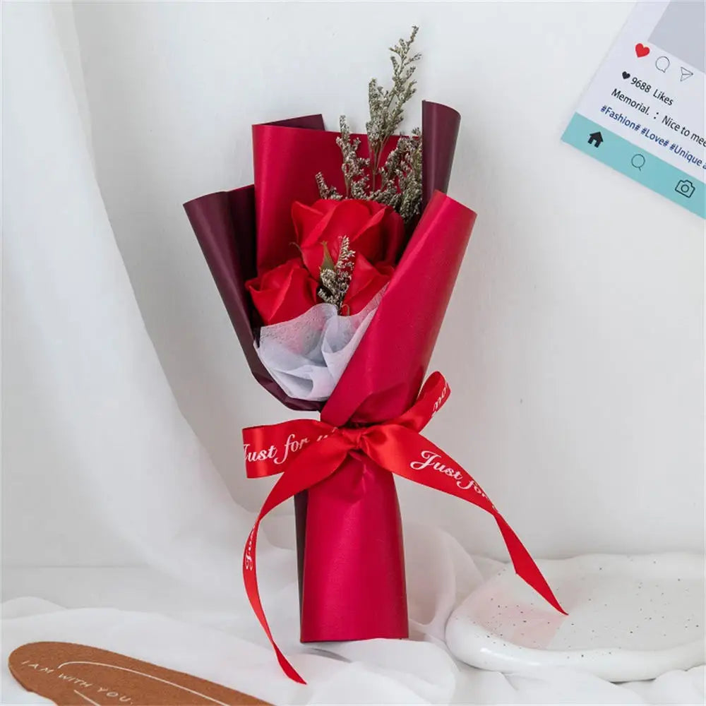 3/6/9 Heads Rose Soap Flower Bouquet Valentine'S Day Artificial Flower Bouquet Gift Women/Men Valentine Day Gift Wedding Decor