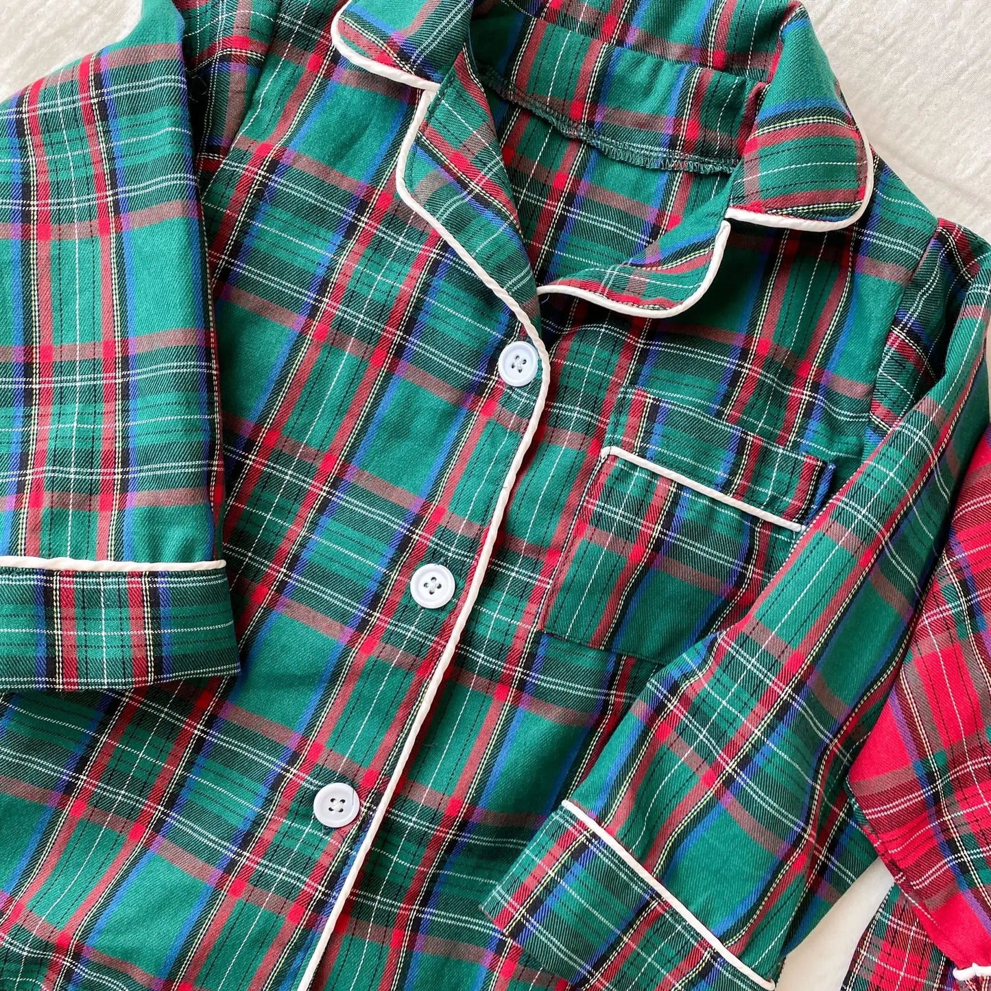 Christmas Children's Pajamas Boys Pure Cotton Plaid New Spring and Autumn Girls Long-sleeved Suit Baby Loungewear
