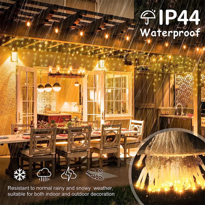 2025 Christmas Lights Street Garland Led Icicle Curtain Lights White Flash Outdoor Festoon Fairy Light Wedding New Year Decor