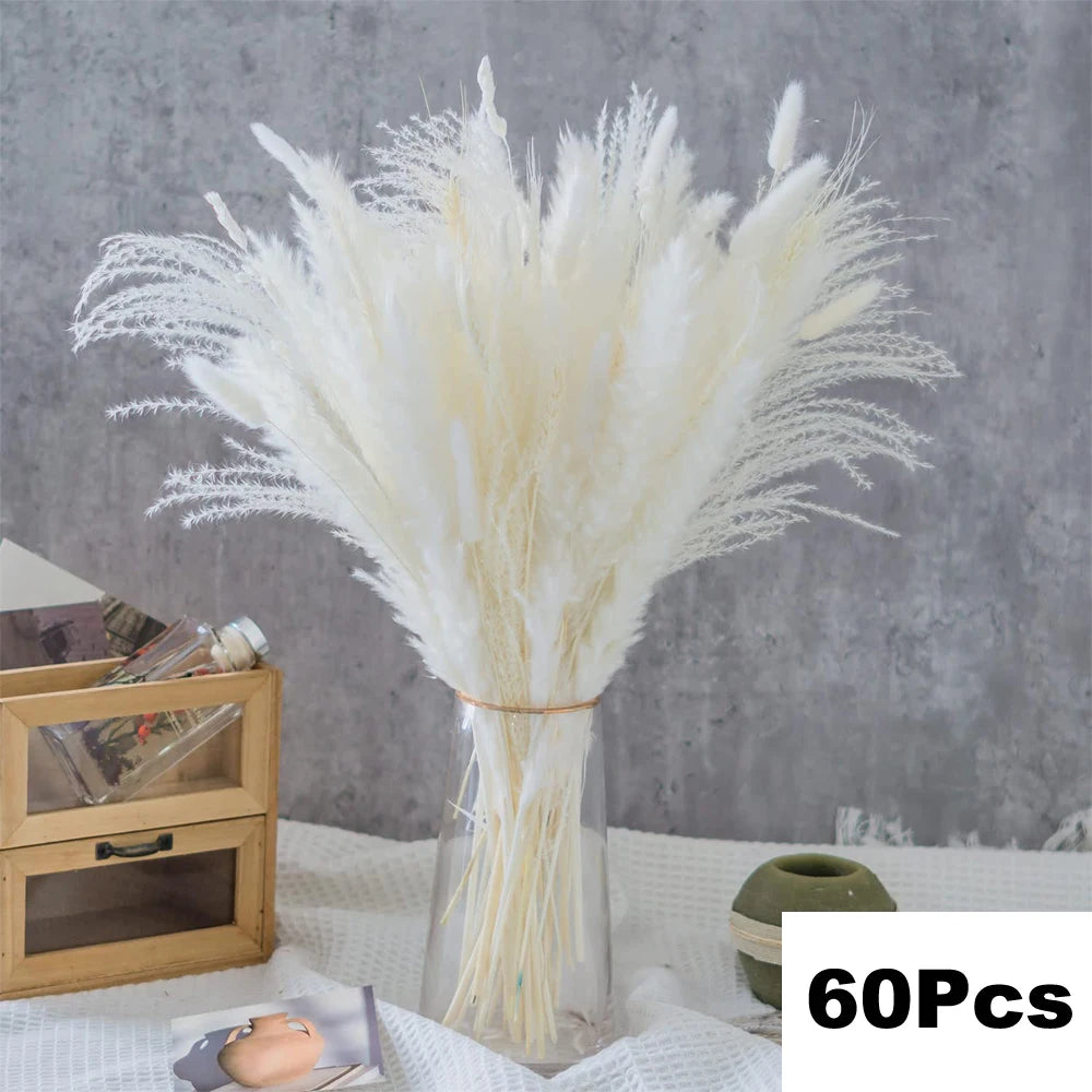 Dried Pampas for Decoration Fluffy Natural Tall Pampas Set 30-100Pcs Small Reed Dried Flowers Bouquet Boho Home Ramadan Decor