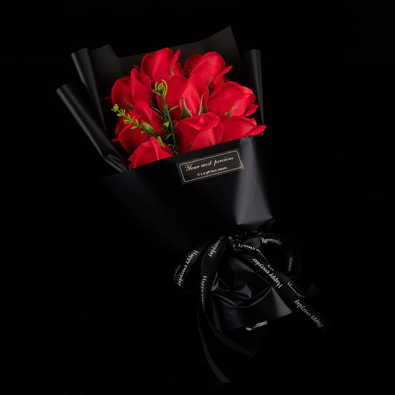 3/6/9 Heads Rose Soap Flower Bouquet Valentine'S Day Artificial Flower Bouquet Gift Women/Men Valentine Day Gift Wedding Decor